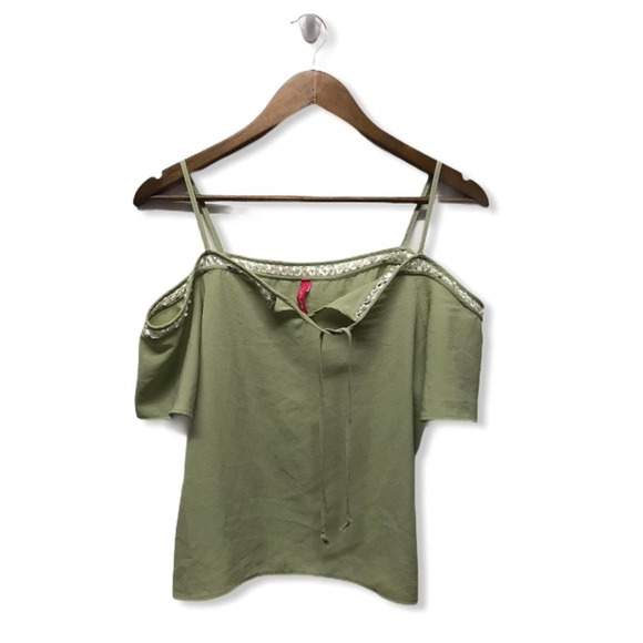 Expose | Bohemian Green Cold Shoulder Blouse - Picture 6 of 9